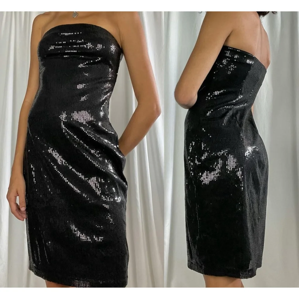 Women's The Limited Dress XL Black Sequin Strapless